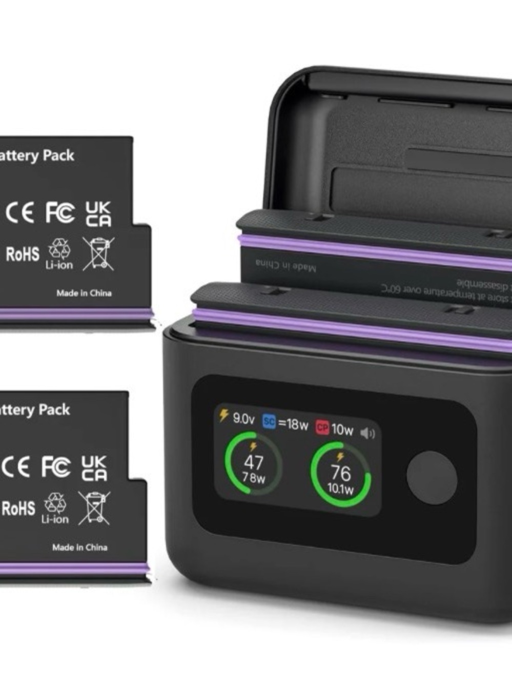 Battery and Charger for Insta360 X5, 2 Pack Batteries and Intelligent Charger